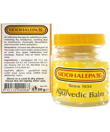 Siddhalepa Ayurveda Herbal Balm for Headaches & Pain - 50g | Natural Relief & International Shipping - Buy Online on GoSupps.com