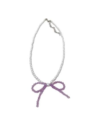 Oralgo's Elegant necklace with crystal loop trailer elegant pearl necklace delicate necklace for daily use appointments parties violet