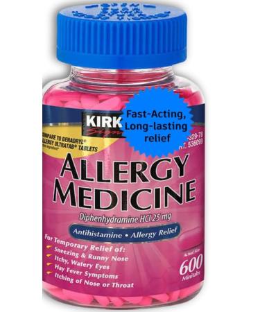 Allergy Medicine 25 mg 600 Ct (1 Pack) Compatible with Kirland Bundle with Exclusive Allergy Relief
