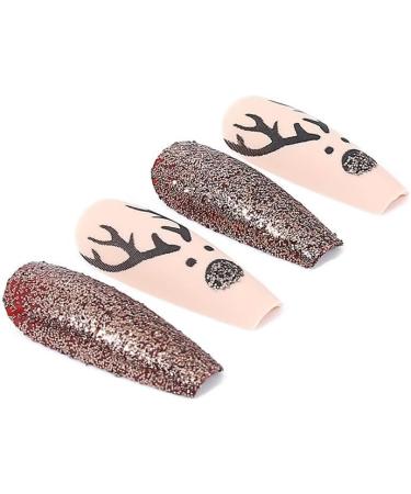Christmas False Nails Snowflake Press on Nails Elk Stick on Nails Red Long Fake Nails Full Cover Nails Tips 24pcs for Women and Girls With solid glue nail lamp (Size : 4) - Buy Online on GoSupps.com