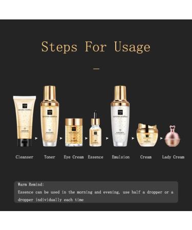 SENANA 24K Gold Skin Care Set - Moisturizing Face Cream & Essence Set for Pore Reduction, Oil Control - 9 Piece Kit - Buy Online on GoSupps.com