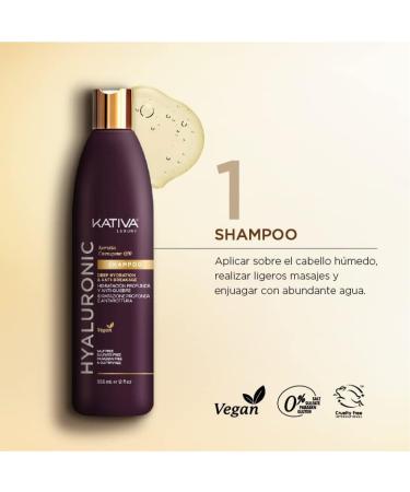 Plus Cosm tica Kativa Luxury hyaluronic acid shampoo keratin + coenzyme Q10 deep moisture & hyaluronic acid vegan 550 ml - Buy Online on GoSupps.com