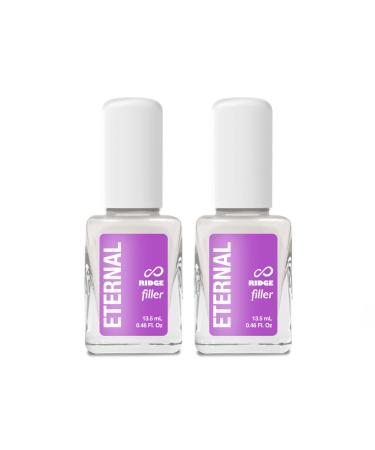 Eternal Ridge Filler Base Coat Nail Polish 13.5 mL Clear Nail Primer Treatment - Ridge Filling Base Coat Strengthener for Nail Strength & Repair of Hard, Thin, Dry & Ridged Fingernails - 2 Pack Ridge Filler Gel 0.46 Fl Oz (Pack of 2)