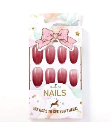 Sethexy Ballerina False Fingernails - Pink Glossy Ombre Acrylic Press-On Nail Tips (24pcs) | Geometric Nail Art for Perfect Manicure - Buy Online on GoSupps.com