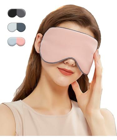 2 Pack Silk Sleep Mask Eye Mask Covers Ultra Soft Skin-Friendly and Comfortable for Sleeping at Night for Men Women Kids Cold & Warm Double-Use with Adjustable Strap (2 Pack Blue-Light Gray)