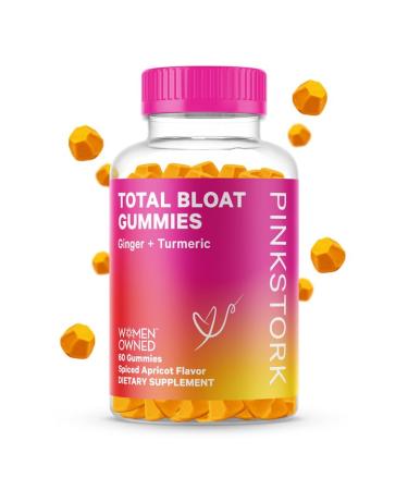Pink Stork Bloat Gummies with Turmeric and Ginger for Digestion Detox Gas Energy Support and Immune Health Aids in Bloating Relief for Women 60 Tropical Turmeric Bloating Supplements