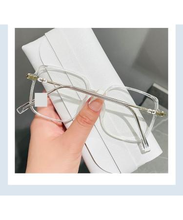 Fuqinqingoz Blue Light-Blocking Reading Glasses | Oversized Square Anti-Eye Light Mirror Glasses (+250 Transparent) - Buy Online on GoSupps.com