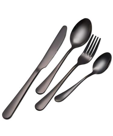 Cutlery Western Cutlery Set Four Piece Stainless Steel Cutlery Set Black