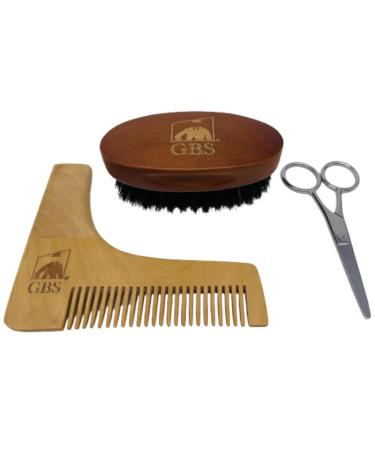 Shop G.B.S Beard Styling Kit - Scissors Boar Bristle Brush Citrus Beard Oil & Folding Razor for Perfect Grooming - Buy Online on GoSupps.com