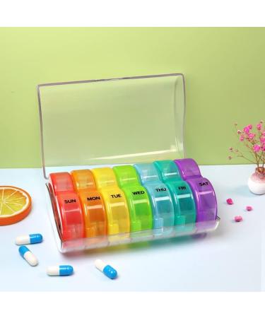 Weekly AM/PM Pill Box - Daily Organizer for Fish Oil Vitamins & Supplements | BPA-Free Dust-Proof | Colorful Rainbow Design - Buy Online on GoSupps.com