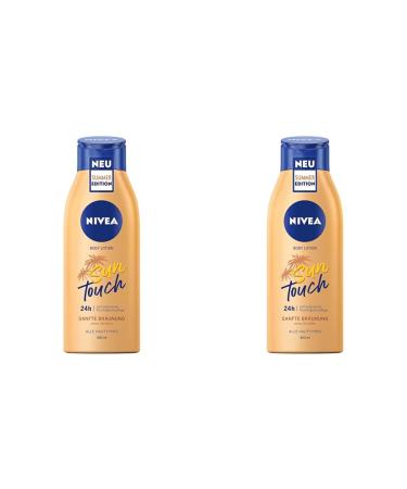 NIVEA Sun Touch Body Lotion (400 ml) care lotion with a gentle browning effect without stripes moisturizing body cream with ginkgo extract and grape seed oil (pack with 2) 400 ml (2-pack) Sun touch
