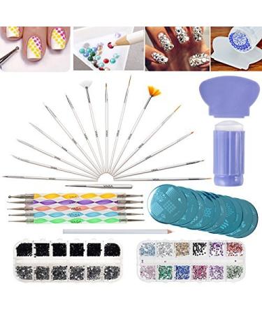 VAGA Professional Manicure 3d Nail Art Decorations For Nail Art Supplies  This Wheel Includes Gold And Silver Metal Studs In 12 Different Shapes, the