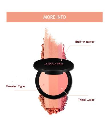 RiRe Triple Makeup Powder Blusher Set - Light, Real, and Pink Peach Shades with Face Brush - Buy Online on GoSupps.com