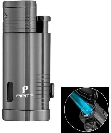 PIPITA Torch Lighter Gift Set Windproof Lighter with Punch Refillable Butane Torch Gas Lighters and Cutter (Without Gas) Grey - Buy Online on GoSupps.com