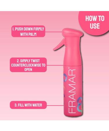 Framar Continuous Spray Bottle - Premium Pink Water Spray Bottle for Hair Curly Hair & Hair Mist - Ideal for Hydration & Styling - Buy Online on GoSupps.com