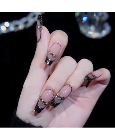 Temperament Enhancement Nail Patch New Luxury and Advanced Feeling Full Score Double French Wearable Manicure (10-Piece Package) which is Friendly to Black Skin and Yellow Skin and White. (Size : Small