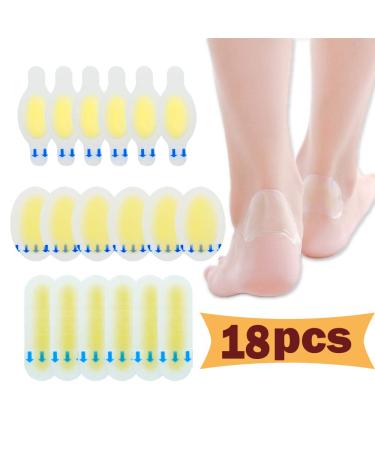 Blister Prevention, Blister Pads (18PCS),New Material,Blister Gel Guard, Blister Treatment Patch, Blister Cushions for Fingers, Toes, Forefoot, Heel. Protect Skin from Rubbing Shoes, Waterproof 3size-18pcs