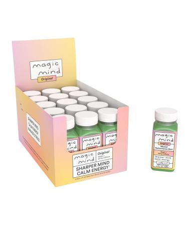 Magic Mind Energy And Focus Drink Shots - Stress Relieving No Jitters Ashwagandha Vitamin B12 Vitamin C Matcha Green Tea Functional Mushrooms - 2 FL Oz (15 Pack)