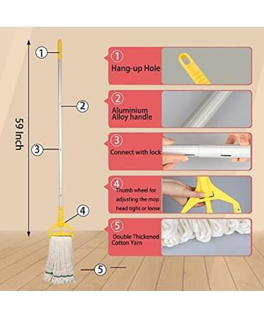 OFO Loop-End String Mop: Heavy Duty Commercial Industrial Mop with Extra Replacement Head - 59 Aluminium Pole - Buy Online on GoSupps.com