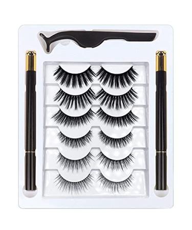 FREDY Magnetic Eyeliner and Eyelashes Kit 3D Magnetic Eyelashes Kit with 6 Pairs Reusable Eyelashes Tweezers and Eyeliner 02