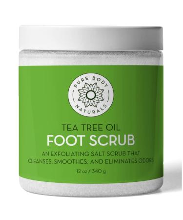 Tea Tree Oil Foot Scrub  12 ounces - Cleanses and Exfoliates - Attacks the Cause of Smelly Feet - Great for Athletes - by Pure Body Naturals - Buy Online on GoSupps.com