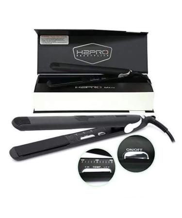 H2PRO Black Diamond Tourmaline Ceramic Flat Iron - Professional 1 Inch Straightening Iron for All Hair Types - International Shipping Available - Buy Online on GoSupps.com