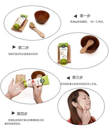 Hiibaby 1PC Facial Cleaning Exfoliate Brush Facial Skin Care Tool Pore Cleaner Brush with High Grade wood Holder and Soft Bristle 100% Natural Bristles - Buy Online on GoSupps.com