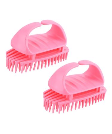 Oatipho 2st silicone shampoo brush for women's scalp Head Massage Bush Adult Shampoo Kamm shower head brush made of silicone shower hand scrubber pink Shampoo artifact clean 10.5x7x5.5cm pink