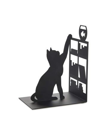 balvi Bookend Fishing Cat Black color bookend with decorative figure cat and aquarium Bibliothe - Buy Online on GoSupps.com