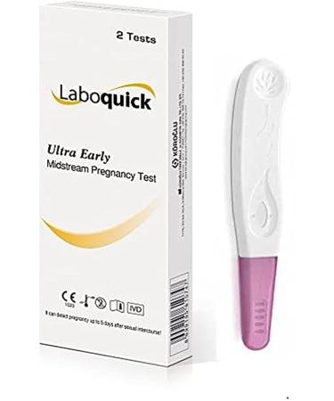 2 x Laboquick Ultra Early Midstream Pregnancy Test - Pregnancy Test Early Detection - Fertility Test 10mIU/ml HCG - 2 Pregnancy Tests Bundle - 5 Days Detection