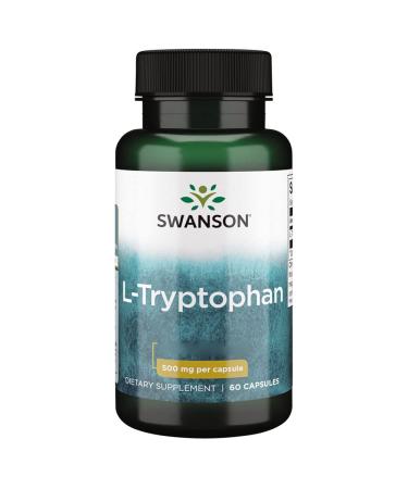 Swanson L-Tryptophan 500mg 60 Capsules Amino Acid High Dosed Lab Tested Soy Free Gluten Free Non-GMO