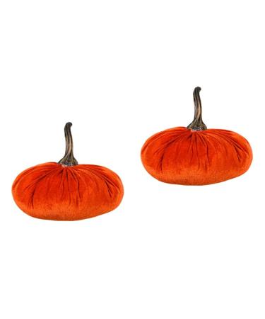 Zerodeko 2pcs Fabric Pumpkin Ornament Fabric Pumpkins Decoration Pumpkin Stuffed Toy Air Freshener Car Fake Pumpkin for Thanksgiving Day Faux Pumpkins Artificial Golden Velvet Ornaments