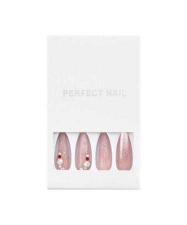 Sethexy Long Sparkle Ballerina False Nails | Nude Pink Bling Crystal Coffin | 24 St Acrylic Art Nail Tips for Women & Girls - Buy Online on GoSupps.com