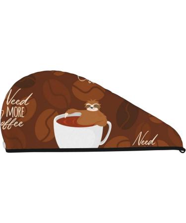 Sloths Need More Coffee Microfiber Hair Towel - Soft Super Absorbent & Quick Dry Wrap for Long Curly Thick Hair - Buy Online on GoSupps.com