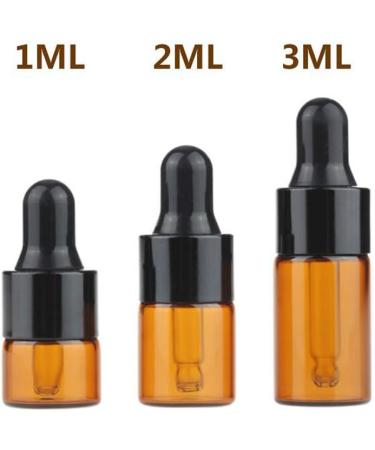 24 Mini Amber Glass Essential Oil Drip Bottles with Black Rubber Caps - Perfect for Cosmetics Perfume & Sample Liquid Storage (1ml) - Buy Online on GoSupps.com