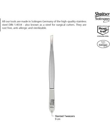 Shpitser German Stainless Steel Eyebrow Tweezers with Ceramic Blasted Slanted Tip - Black Leather Case - Buy Online on GoSupps.com