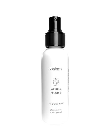 Begley's No-Iron Wrinkle Remover, Quick Fix Wrinkle Release, Static Cling Remover, Fabric Freshener - Plant-Derived, USDA Certified Biobased - Fragrance-Free, 3 oz Travel Size Fragrance-Free 3 Fl Oz (Pack of 1)