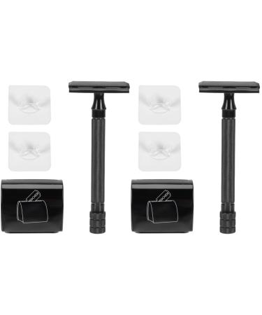 Frcolor 2 sets of ripple set mustache muster-cutter Safe double razor beard razor tool hand razor for men manual safety razor The handle is bamboo man old fashionable blackx2st 11.2x4.43cmx2pcs