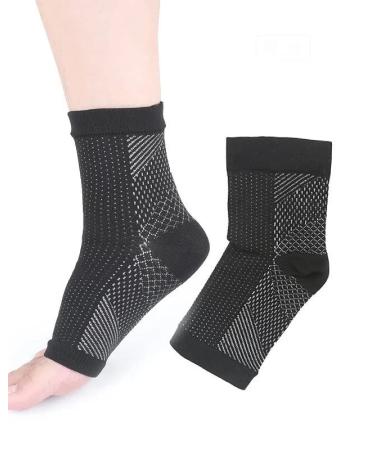 1 Pack Compression Plantar Fasciitis Socks Ankle Compression Sleeve Heels Arch Supports & Heel Pain Relief Ankle Supports for Men and Women (Black, L/XL) L / XL Black