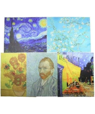 Vincent Van Gogh Painting Art Premium Quality Microfiber Cleaning Cloth 5 Pack Set 1 6x7 inch Eyeglass Lens Cleaner Cell Phone Camera