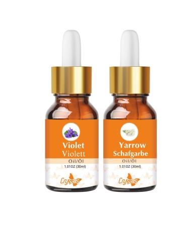 CRYSALIS Crysalis Oil Combo: Violet (Viola odorata) 1.01 Fl Oz (30 ml) & Yarrow (Achillea millefolium) Oil 1.01 Fl Oz (30 ml)