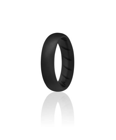 ROQ Silicone Rubber Wedding Ring for Women Rubber Silicone Wedding Band Bridal Jewelry Set Anniversary Rings Promise Ring 5.5mm Wide 2mm Thick Multi Packs Multi Colors Black 4