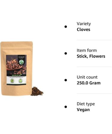 Organic Whole Cloves (250g/8.8 oz) - 100% Natural Vegan Spice - Pack of 1 - Buy Online on GoSupps.com