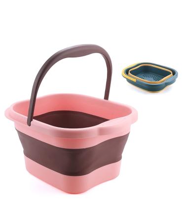 WMHYLYH Collapsible Foot Bath Foot Soak Tub with Handle  Foot Spa Bath Massager Foot Bath Basin for Soaking Feet  Pedicure Foot Soak Plastic Foot Bucket with Massage Acupoint (Pink)