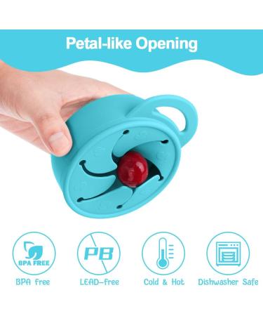 Vicloon Collapsible Silicone Baby Snack Cup - Non Spill Snack Catcher with Lid for Toddler, Blue - Buy Online on GoSupps.com
