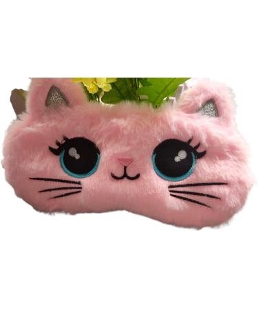 Cute Soft Plush Cat Sleeping Mask for Women & Girls | Funny Eye Cover Blindfold for Travel & Naps - Pink - Buy Online on GoSupps.com