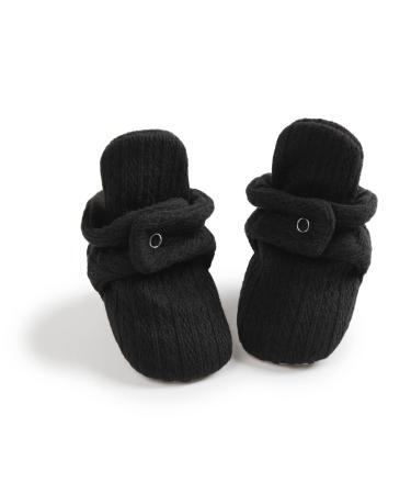 Sonsage Infant Baby Girls Boys Snow Boots Soft Anti-Skid Sole Ankle Premium Booties Newborn Toddler Prewalker Winter Warm Crib Shoes 0-6 Months C01 Black