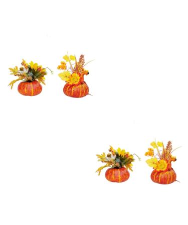 Zerodeko 4 Pcs Giant Fake Pumpkin Halloween Pumpkin Decorations Large Artificial Pumpkins Halloween Decor Artificial Pumpkin Decoration Maple Leaf Decor DIY Fake Pumpkin Lantern Pomegranate