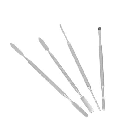 Hohopeti 4 pi ces Lot de B tonnets Manucure Acier Inoxydable Double T te pour M lange Cosm tiques Spatules Multifonctions pour Maquillage et Nail Art