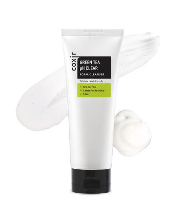coxir GREENTEA PH CLEAR FOAM CLEANSER soft and creamy foaming typecleanser deep cleanses pores and remove dead skin cells on skin l Koran Skin Care 150ml/5.07 fl.oz.